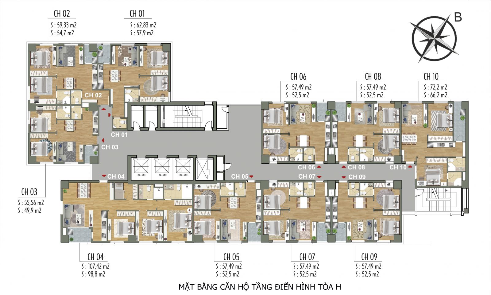 mặt bằng tòa H parkview dương nội